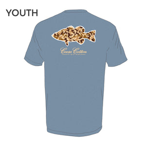 YOUTH Short Sleeve Pocket Tee | Duck Camo Bass | Denim