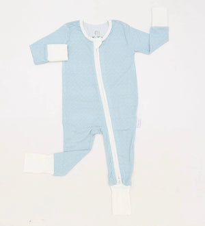 Double Zipper Romper - Baby Blue Flipping Hooks