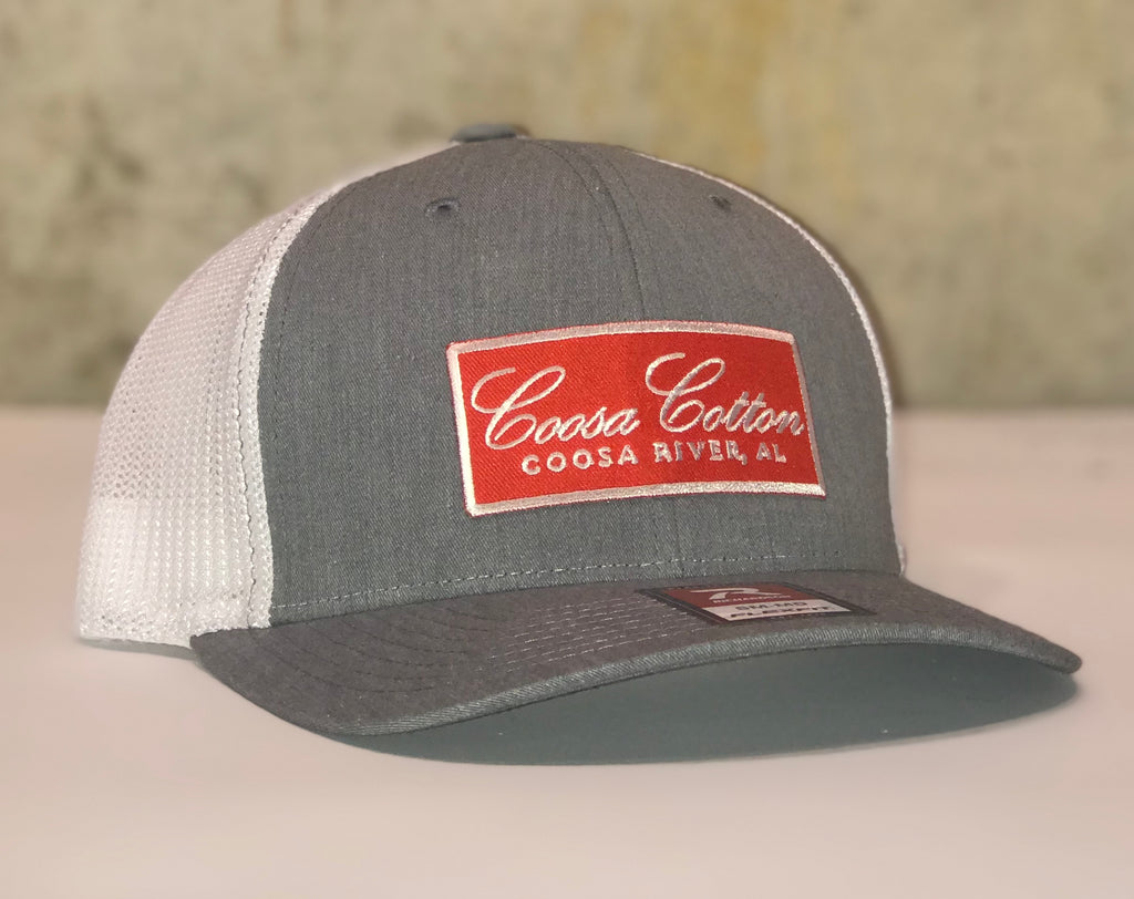 Trucker Hat - Original - Heather Grey and White- Red Patch