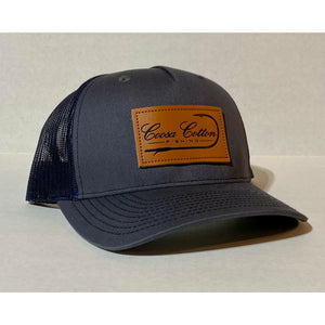 Leather Patch Trucker Hat- 5 Panel- Ombré Blue
