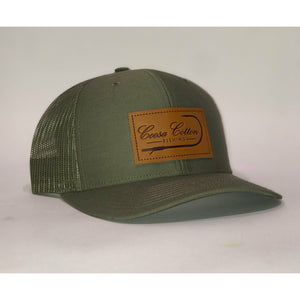 Leather Patch Trucker Hat- Loden Green