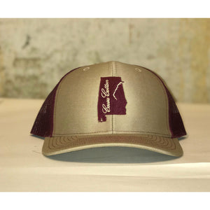 Coosa State Trucker Hat -Khaki/ Burgandy