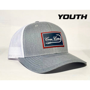 YOUTH Trucker Hat-H. Grey / White - Rubber Patch